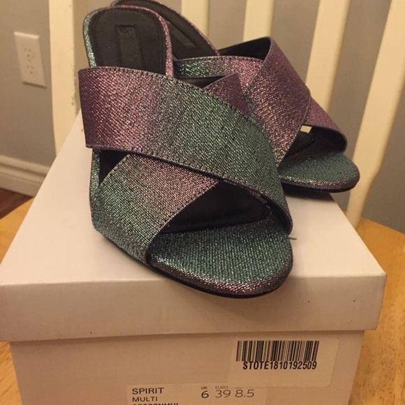 USED - women topshop blue/silver sparkly heels size US 8.5 (no box) - Picture 3 of 3